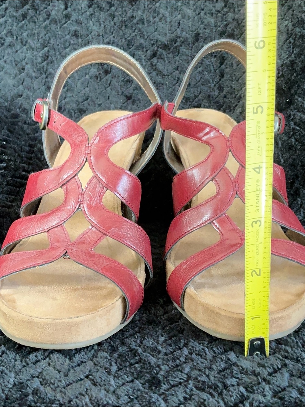 AEROSOLES Red Strappy Wedge Sandals - Picture 5 of 8